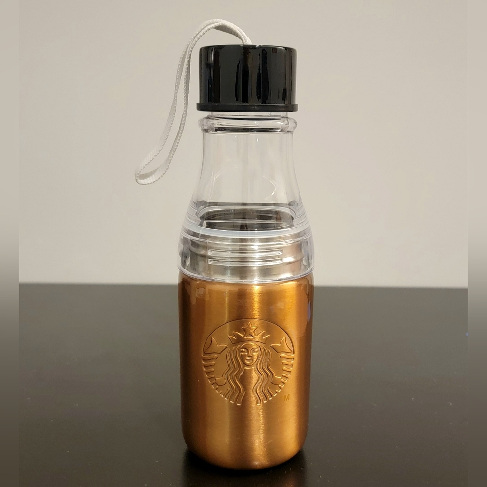 Starbucks Gold Divide Half Stainless Steel Half Plastic Water Bottle 17oz